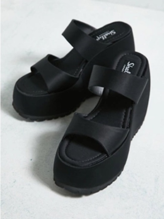 Dolls Kill Shoes - Dolls Kill Shellys London Gabriella Platform Wedge Mules Black Size 6 (EU 37)